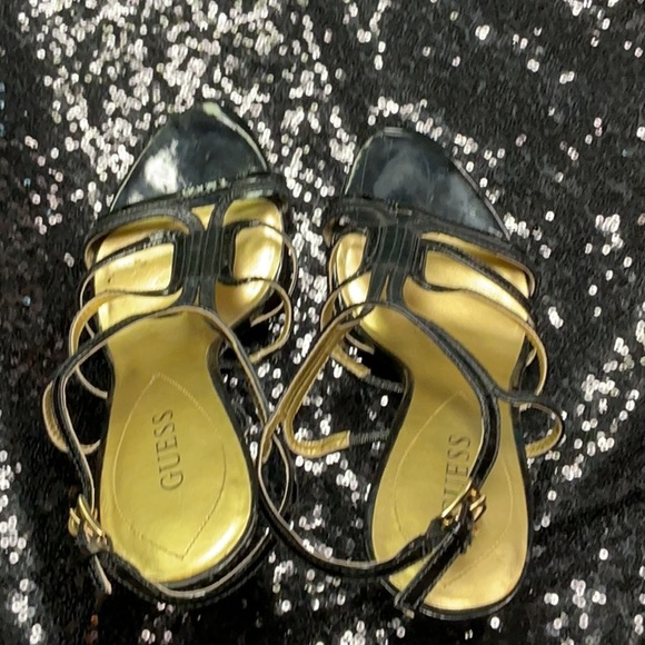 GUESS Glossy Black Strappy Heels - Picture 3 of 5